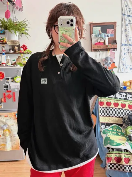 Stussy Ribbed Henley Long Sleeve Shirt Brown - 7
