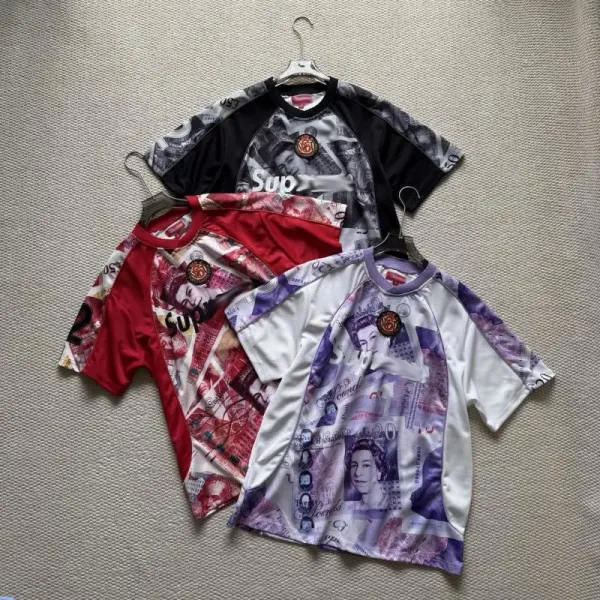 Supreme Banknote Print Raglan T-Shirt White / Purple - 5