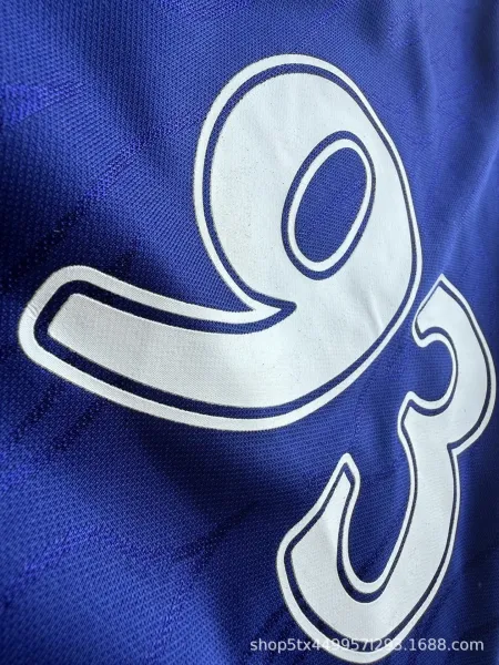 Design Retro Football Jersey Blue with Flame Sleeves and '93' Number - 10