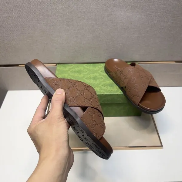 Gucci GG Marmont Slide Sandals Brown Suede Slippers - 39