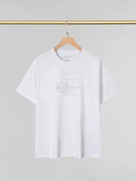 Calvin Klein Jeans Monogram Outline White T-Shirt - 1