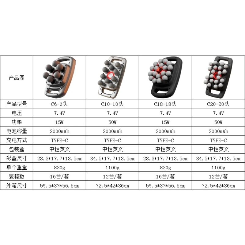 Multi-Head Fascia Gun Gray Black Silver Professional Massage Tool