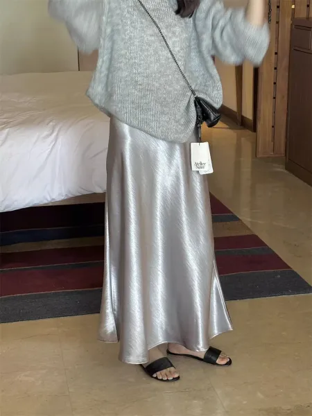 Design Atelier Nain Metallic Silver Slip Skirt - 11
