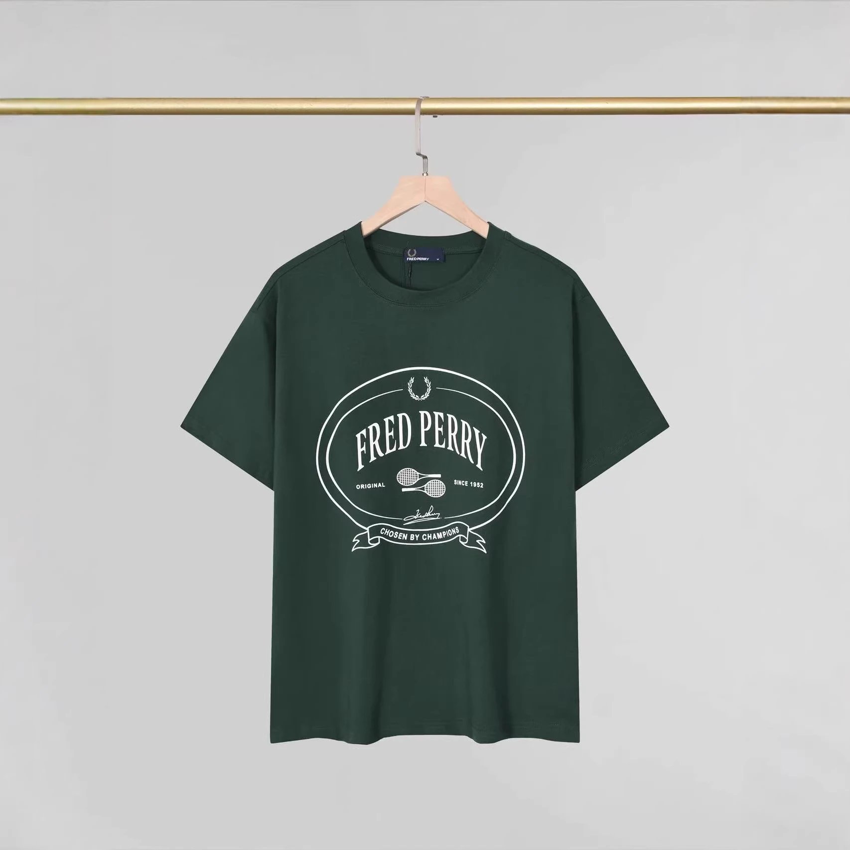 Fred Perry Oval Logo White Green Classic T Shirt
