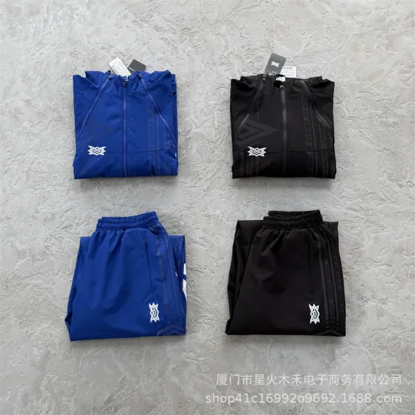 Umbro Windbreaker Jacket Royal Blue with White Stripes and Graphic Print - 9