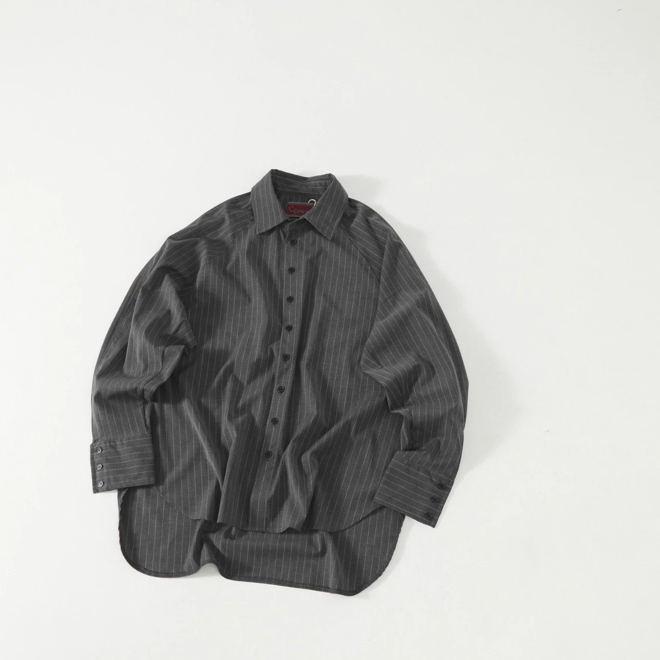 Cone Pinstripe Gray Oversized Button-Up Shirt
