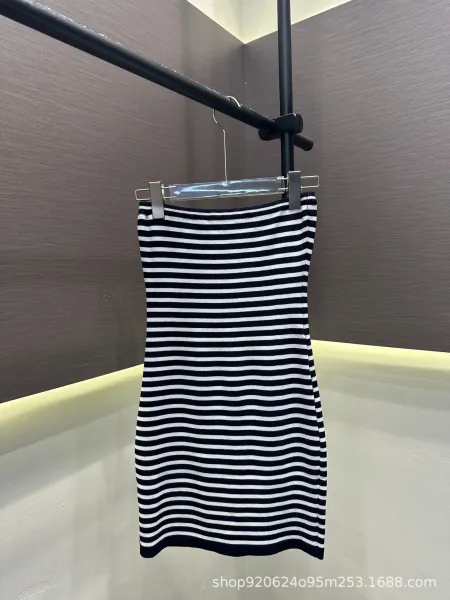 Miu Miu Striped Knit Mini Skirt Pink and White - 5