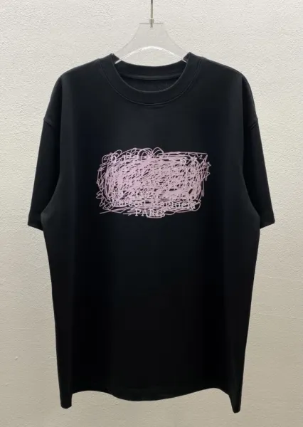 Comme des Garçons Play Scribble Pink Logo Black T-Shirt - 1