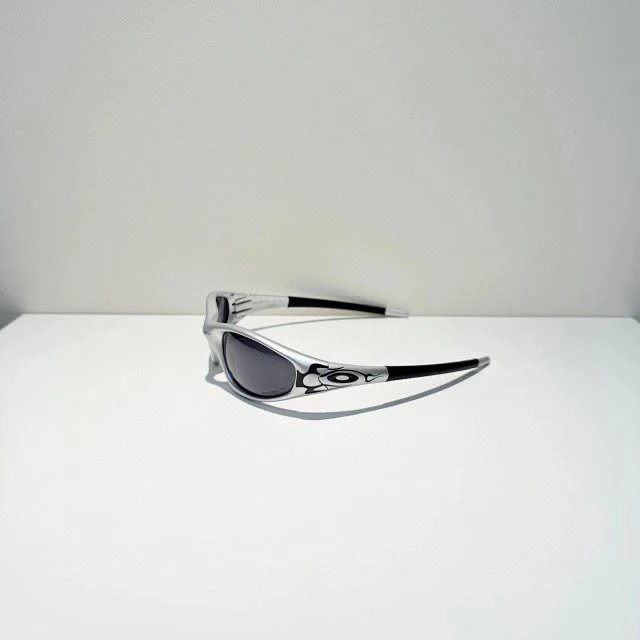 Oakley Frogskins Sunglasses Silver Frame with Black Lenses - 25