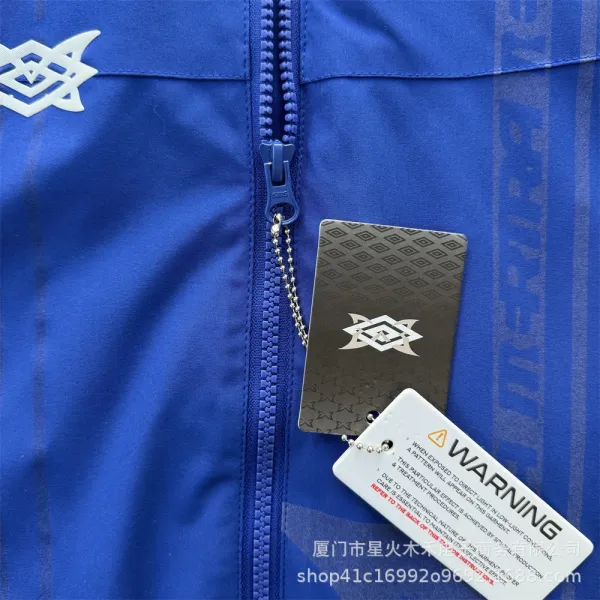 Umbro Windbreaker Jacket Royal Blue with White Stripes and Graphic Print - 16