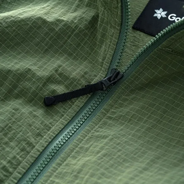 Design Grid-Textured Zip-Up Vest Olive Green Vest Outerwear.vest - 25