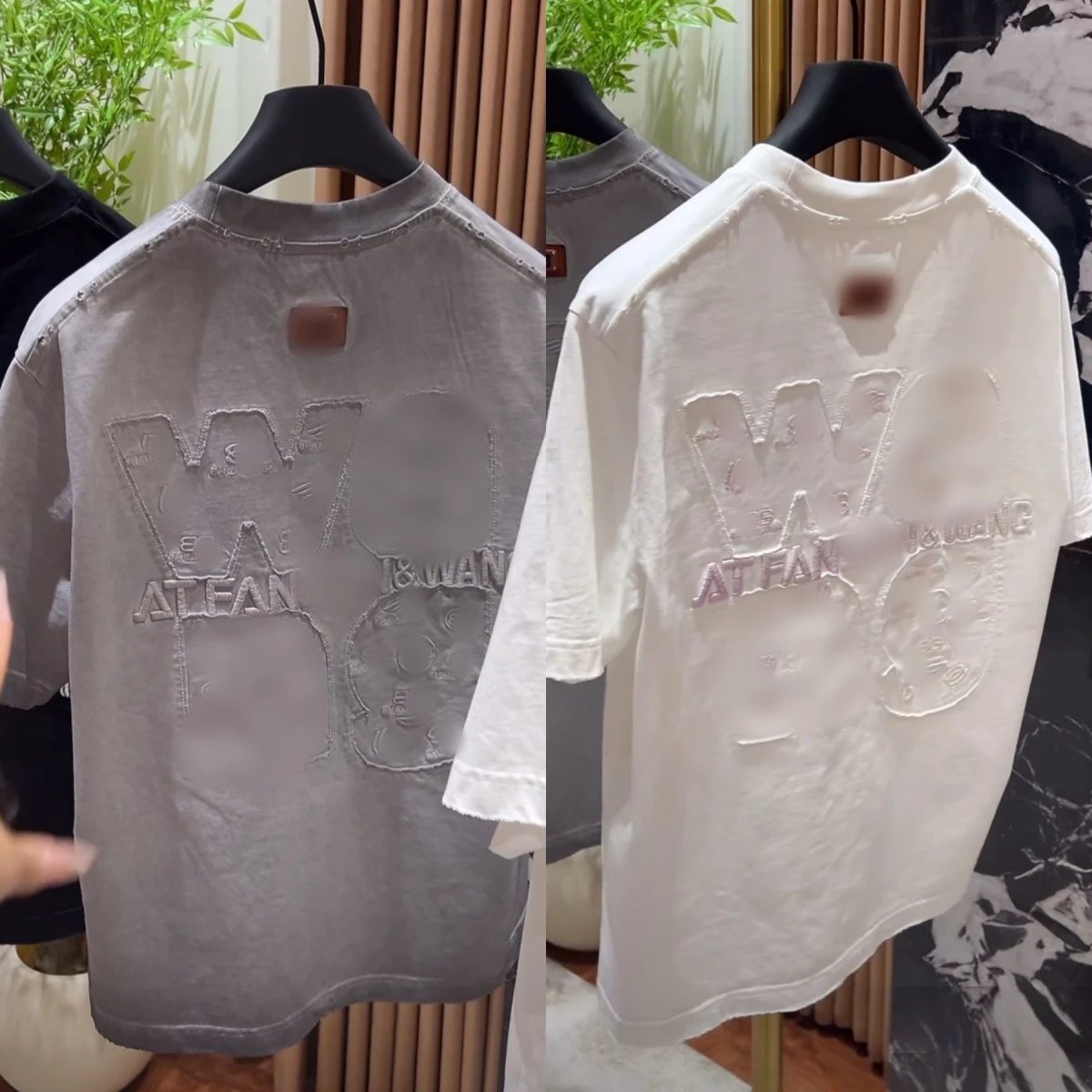 Balenciaga x Alexander Wang AT FAN Distressed Graphic T-Shirt Black - 3