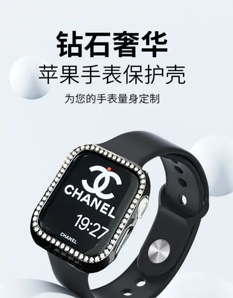 Apple Watch Crystal-Embellished Half-Case with Strap Band Smartwatches - 9