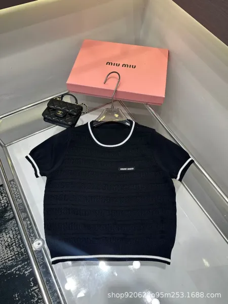 Miu Miu Knit Set White with Black Trim Two-Piece Outfit - 7