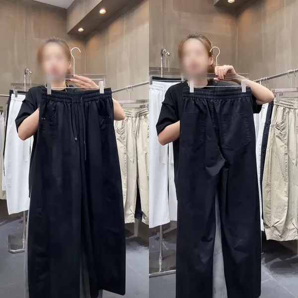 Design Wide-Leg Drawstring Pants Black - 7