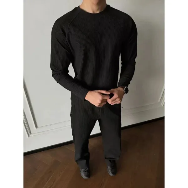 Design Yuxian 2023 Collection Waffle Knit Set Gray Pants and Sweater Sets - 11