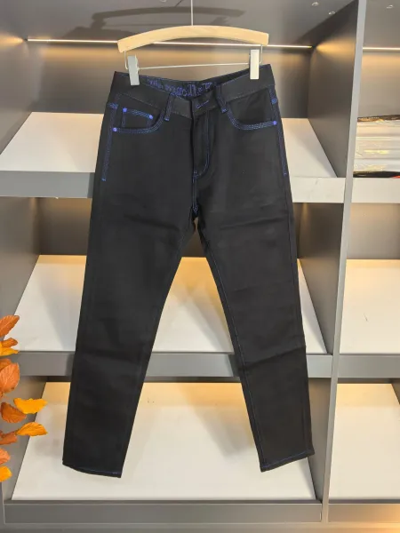 Emporio Armani Black Jeans with Blue Stitching and Eagle Logo - 12