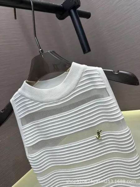 Saint Laurent Striped Knit Dress Black and Silver - 4