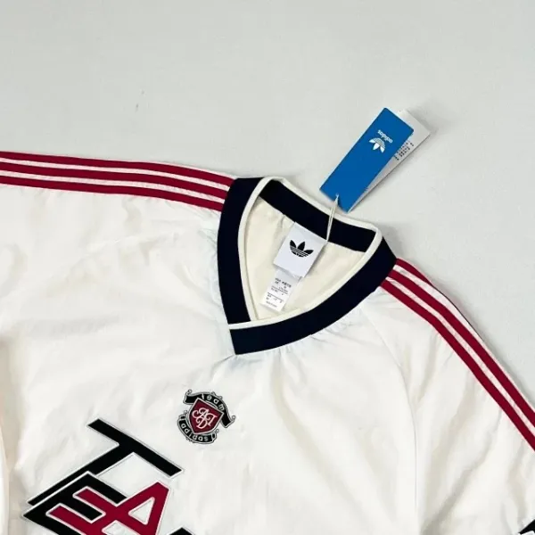 Adidas Originals TEA Windbreaker Cream with Navy and Red Stripes - 16