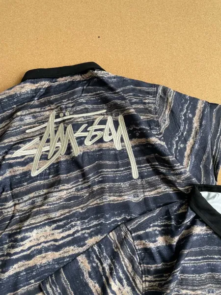 Stussy Marble Print Polo Navy Multicolor Polo Shirt - 14