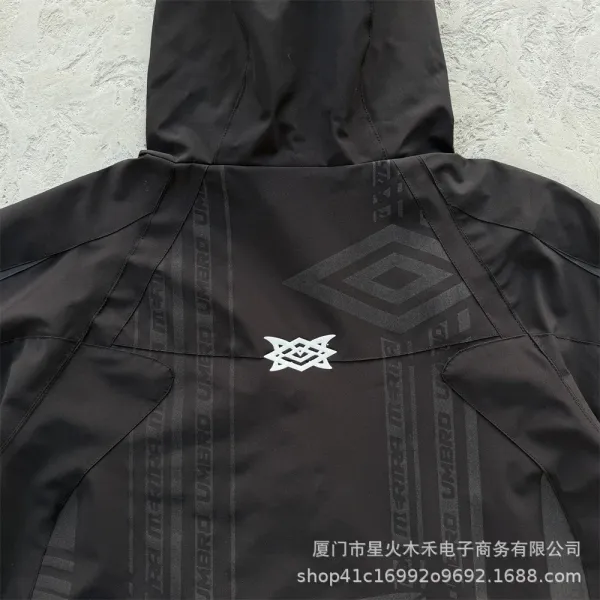 Umbro Windbreaker Jacket Royal Blue with White Stripes and Graphic Print - 37