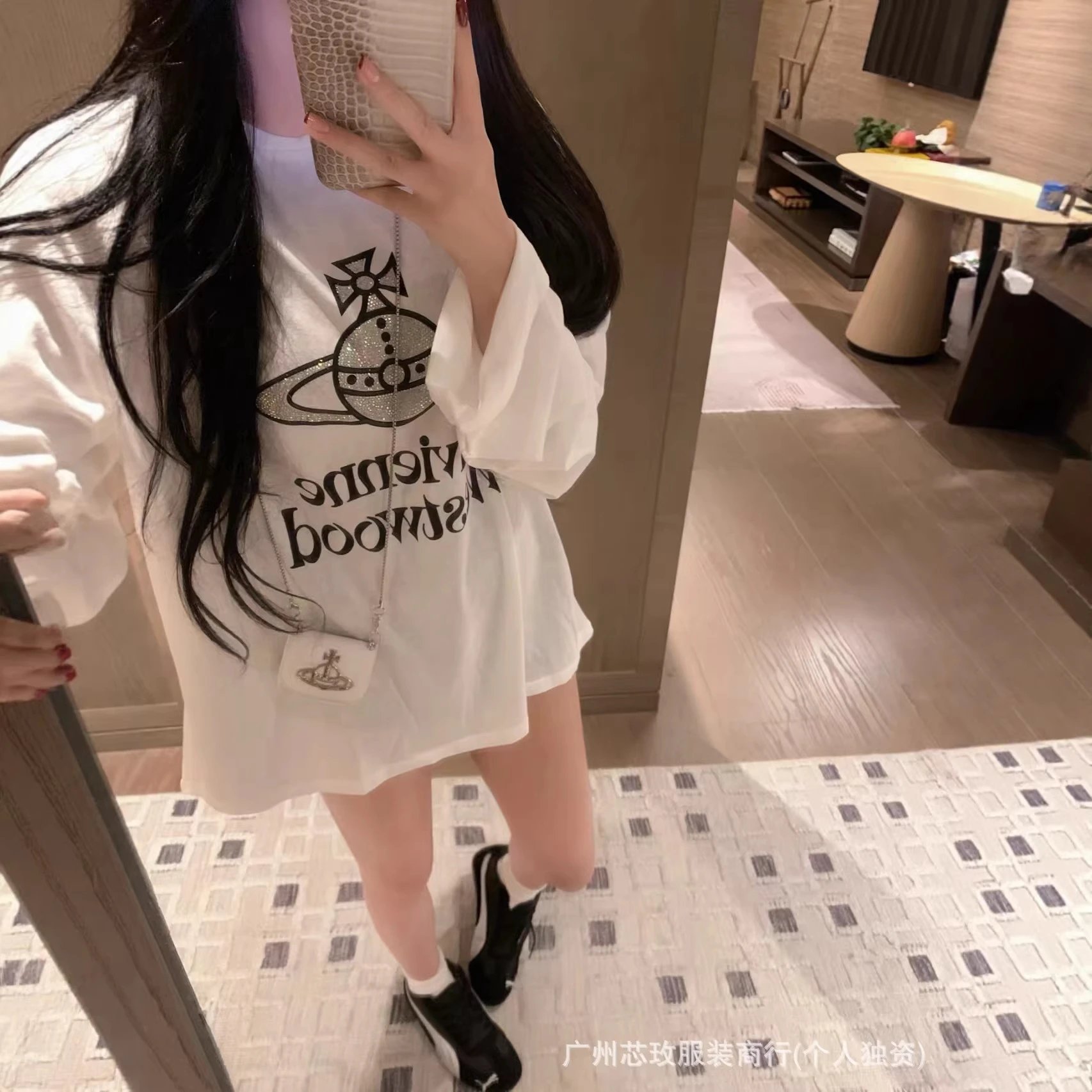 Vivienne Westwood Orb Logo Pink White Graphic Long Sleeve T-Shirt