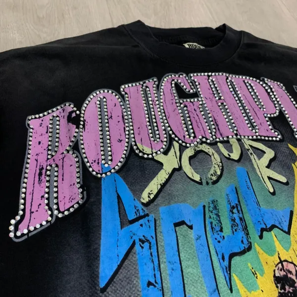 Design Roughplay Bandaid For The Battle Wounds Graphic Oversized Sweatshirt Black Sweater - 24