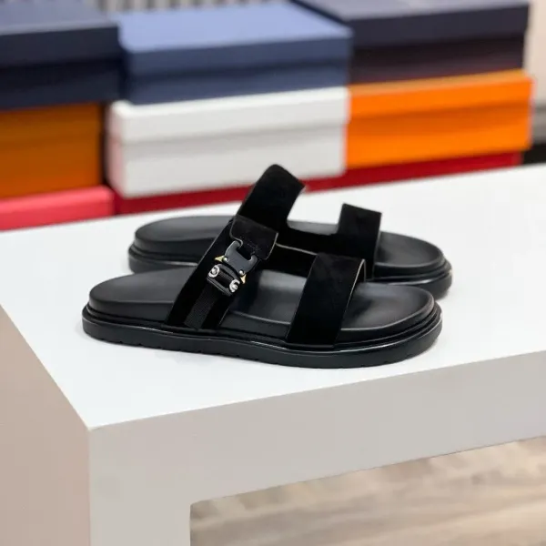 Balenciaga Arena Slide Black Suede Sandals - 1