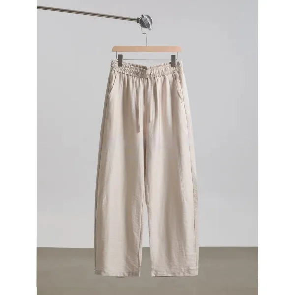 Design Wide-Leg Linen Blend Pants Beige - 4
