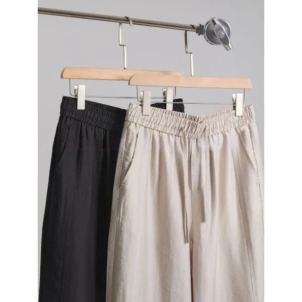 Design Wide-Leg Linen Blend Pants Beige - 6