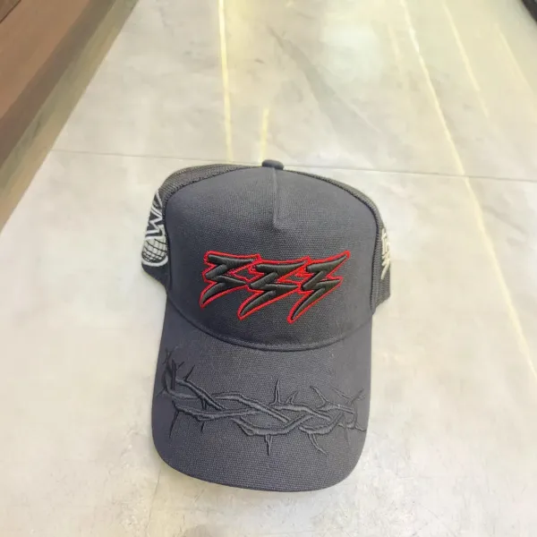 Design Barbed Wire & Lightning Bolt Trucker Cap Black Hats - 9