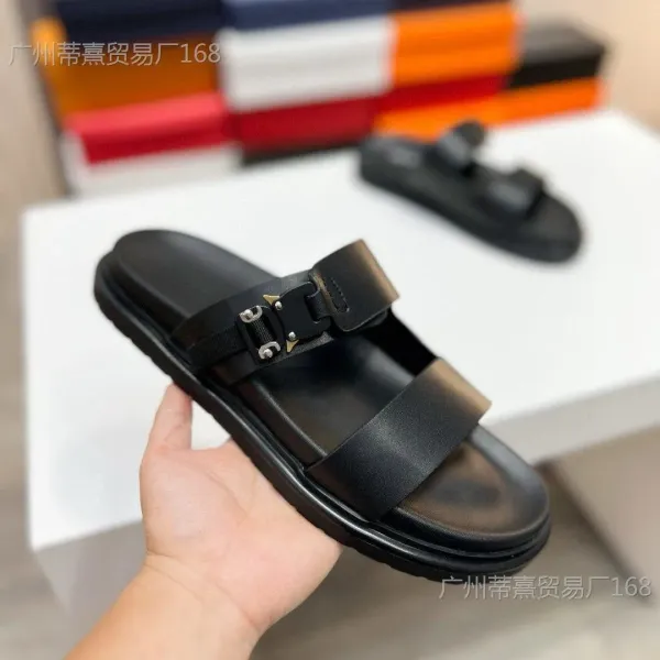 Off-White Industrial Slide Brown Suede Sandals - 10
