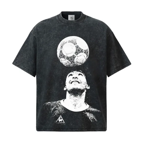 Le Coq Sportif Football Icon Acid Wash Black T-Shirt - 1