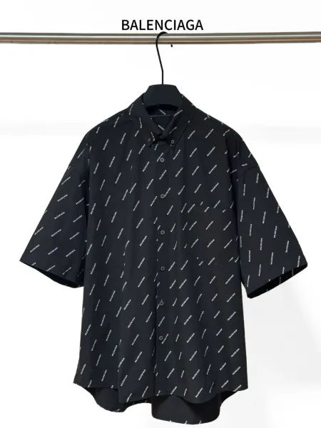 Balenciaga Oversized Short-Sleeve Shirt Black - 10