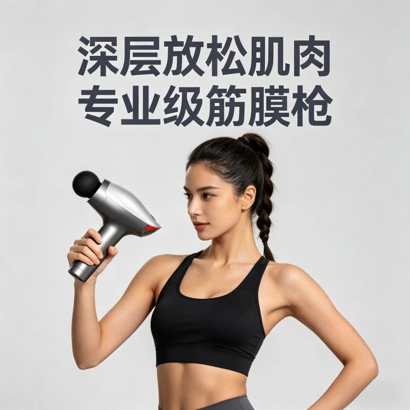 Dual-Head Rectangular Muscle Massage Gun White Black Sport Style