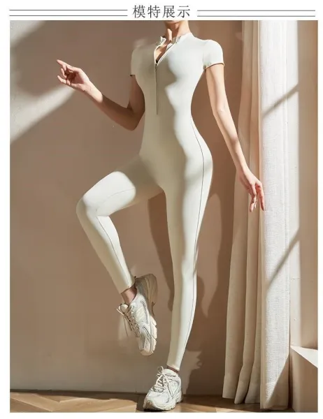 Design Zip-Front High-Neck Bodysuit Gray Activewear - 4