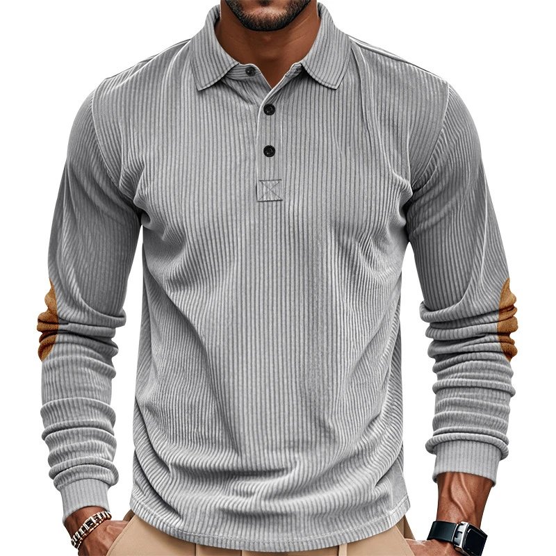 Design Corduroy Polo Shirt with Elbow Patches Black Tops.polo - 38