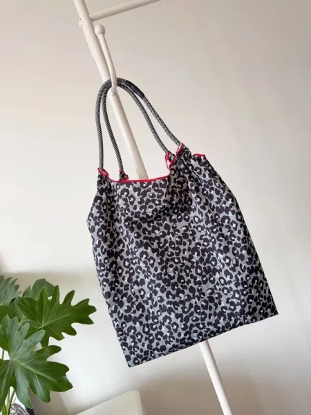 Hello Kitty Leopard Print Tote Bag with Embroidered Character and Charm - 18