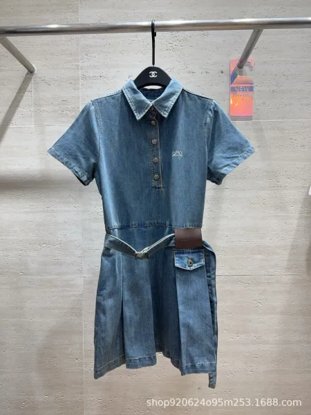 Chanel Denim Shirt Dress in Medium Wash Blue - 3