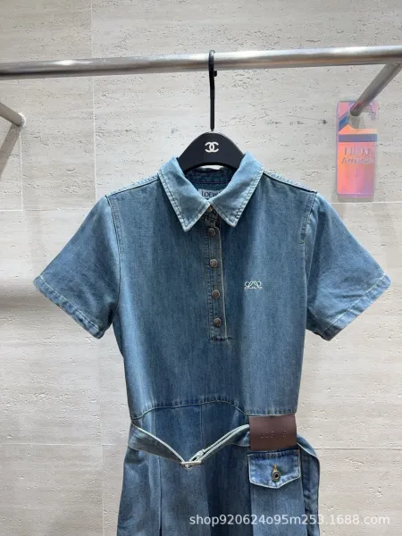 Chanel Denim Shirt Dress in Medium Wash Blue - 4