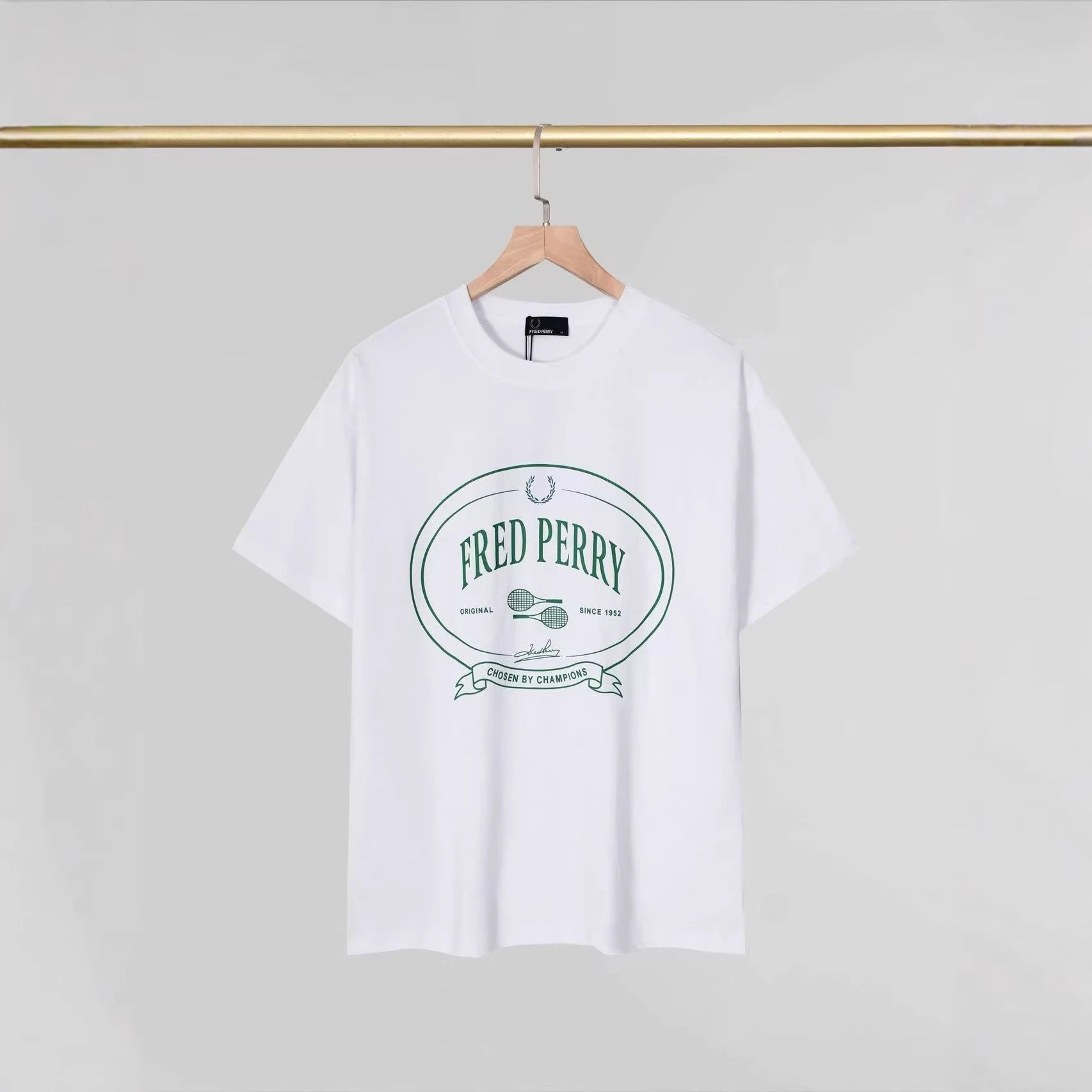 Fred Perry Oval Logo White Green Classic T Shirt