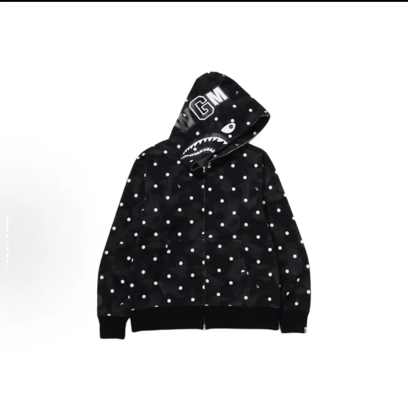A Bathing Ape Shark Hoodie Black Camo Zip-Up Hoodie - 2