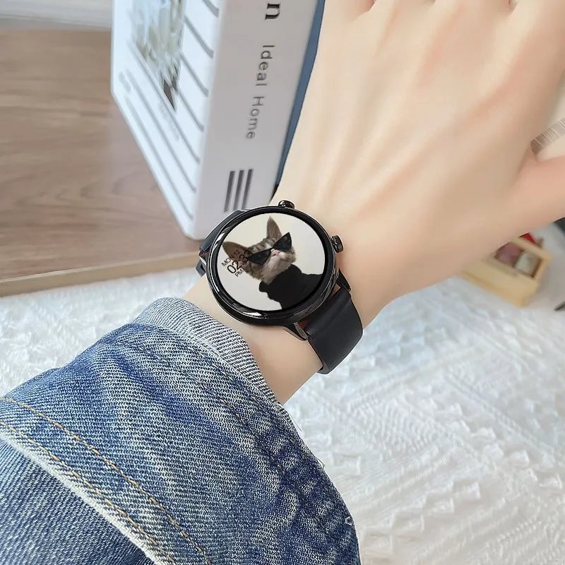 Design Custom Cat Print Smartwatch Black