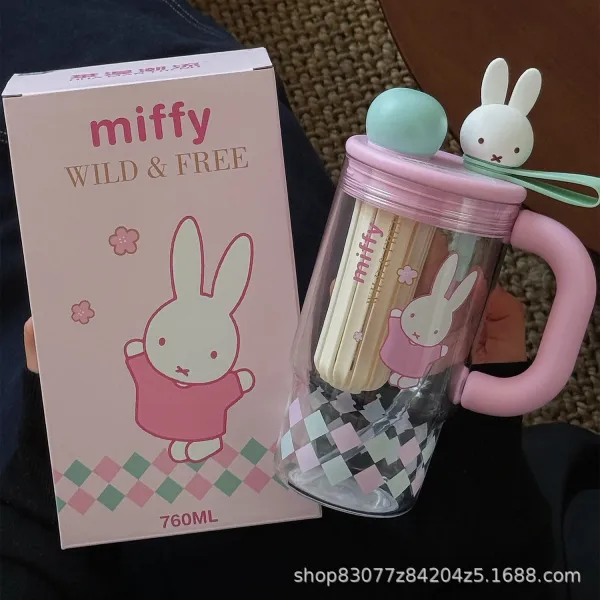 Design Miffy Wild & Free 760ml Pink Checkered Travel Mug Accessories - 1
