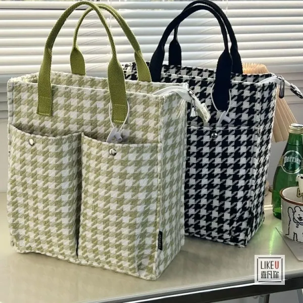Design LIKEU Houndstooth Green Tote Bag - 17