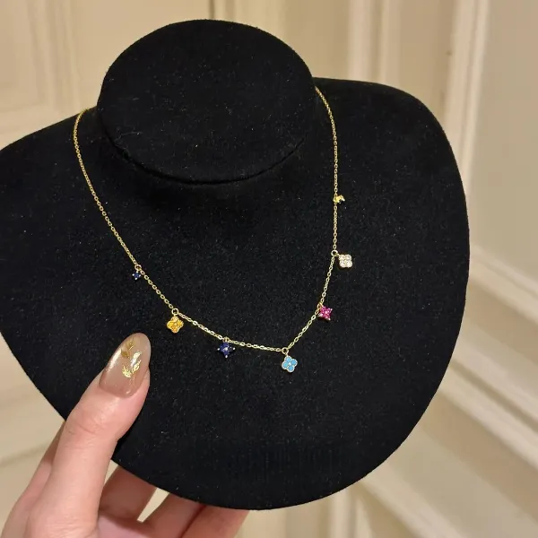 Design Multicolor Floral Charm Necklace Jewelry - 7