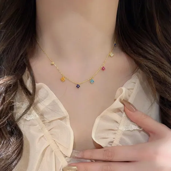 Design Multicolor Floral Charm Necklace Jewelry - 5