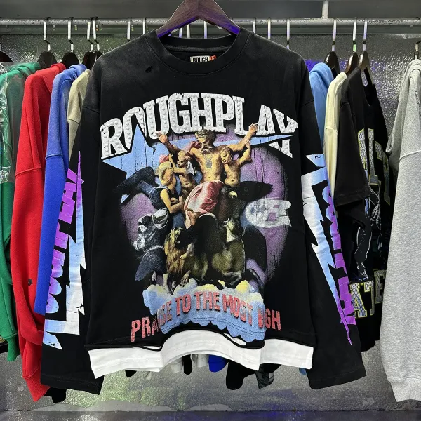 Design Roughplay Bandaid For The Battle Wounds Graphic Oversized Sweatshirt Black Sweater - 15