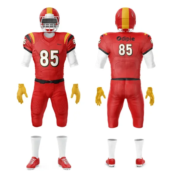 Design Odipie Custom Football Uniform Set Red Yellow White Activewear - 1