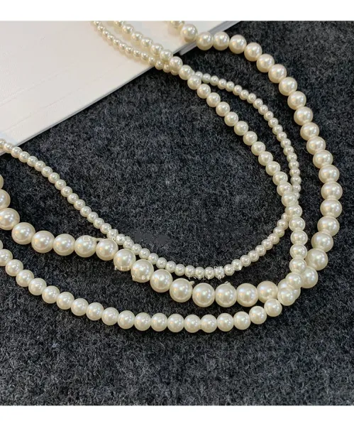 Design Pearl Choker Necklace Set in 2mm, 3mm, and 4mm Sizes White Necklaces Jewelry - 15